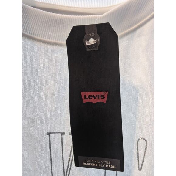 Levi's Crewneck Sweatshirt Trendy Plus Size Metallic Logo Serif White 1X  Cozy - Picture 4 of 9
